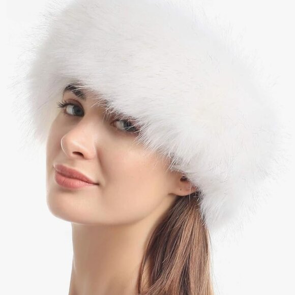 sy soul young Faux Fur Headband with Elastic Stretch White - Picture 5 of 7